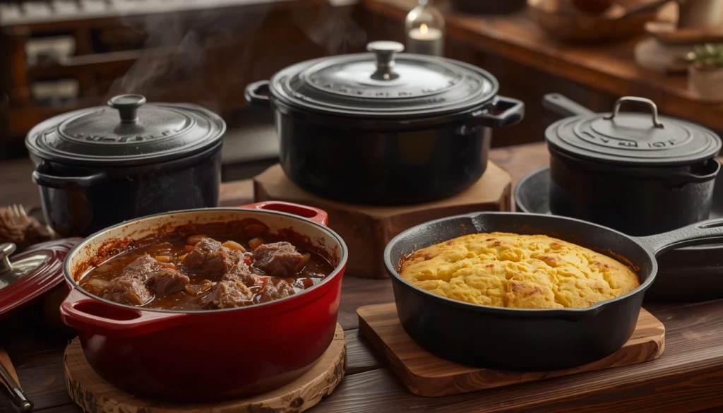 Cast iron Dutch ovens grill pans and specialty cookware collection