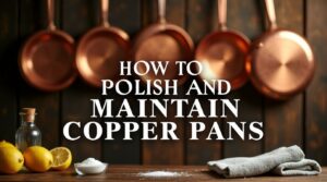 How to polish and maintain copper pans - complete guide with gleaming copper cookware and natural cleaning supplies
