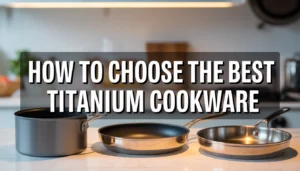 Guide to choosing the best titanium cookware showing different types of titanium pans and cooking equipment