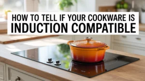 How to tell if your cookware is induction compatible feature image showing a cast iron skillet on a modern induction cooktop