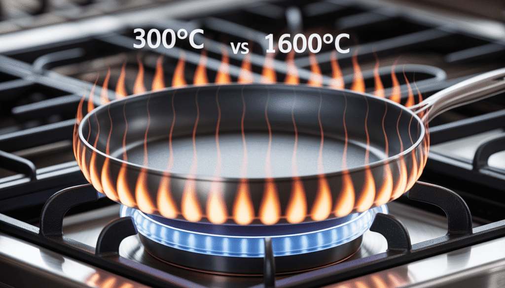 Titanium cookware heat resistance compared to cooking temperatures