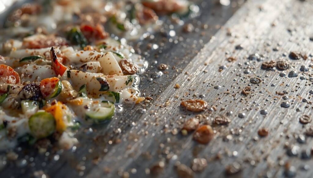 Close-up of titanium cookware surface showing safe non-reactive cooking
