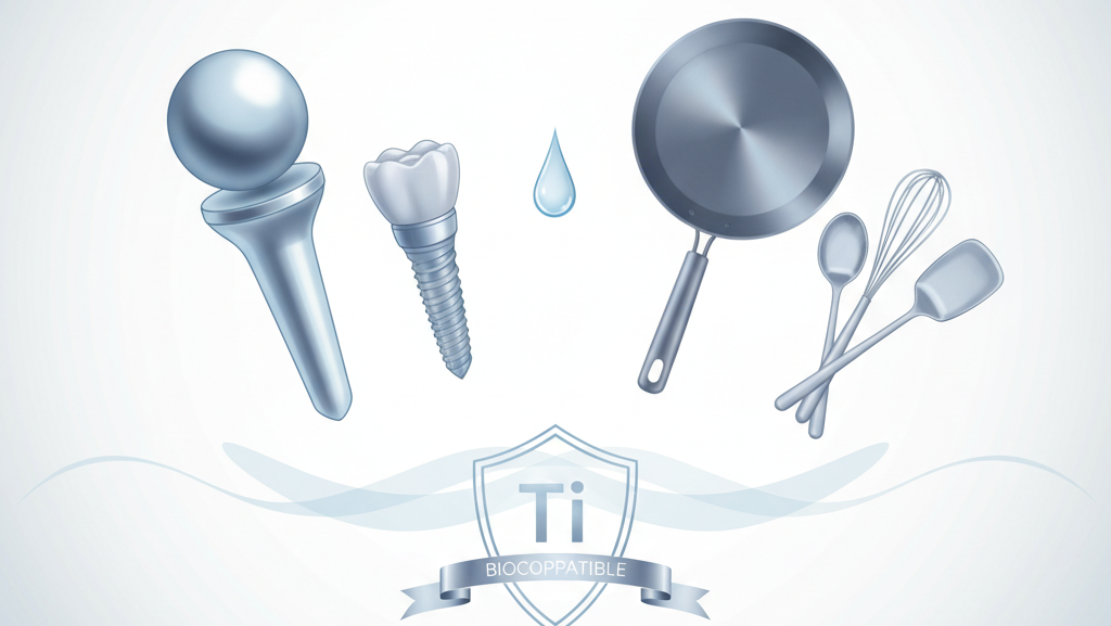 Titanium biocompatibility shown through medical implants and cookware safety