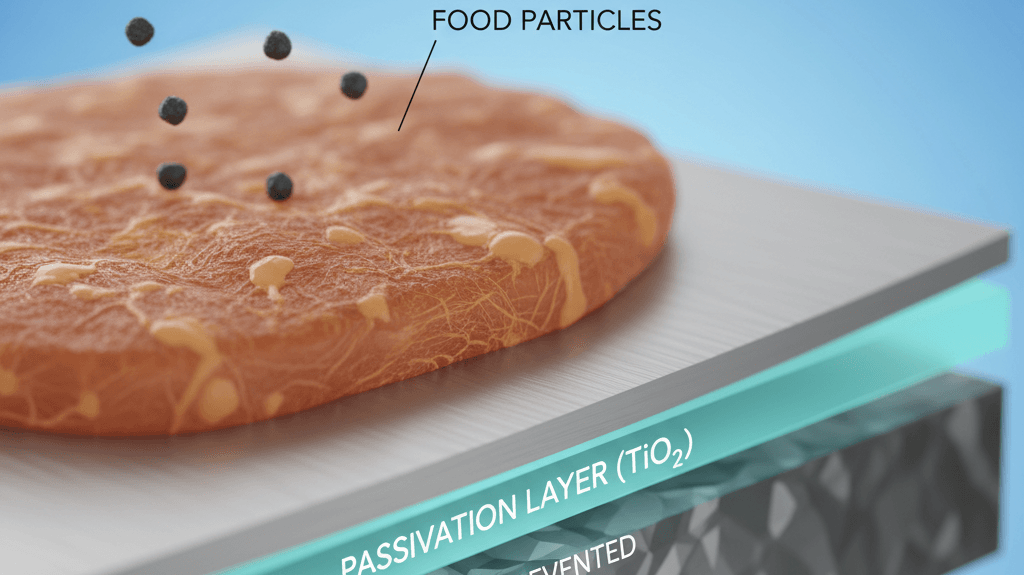 Titanium cookware resists leaching and protects food from metal contamination