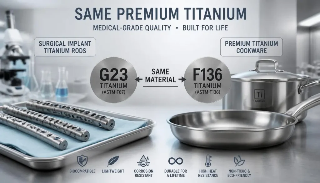 G23 and F136 titanium medical grade alloy comparison for cookware and implant applications