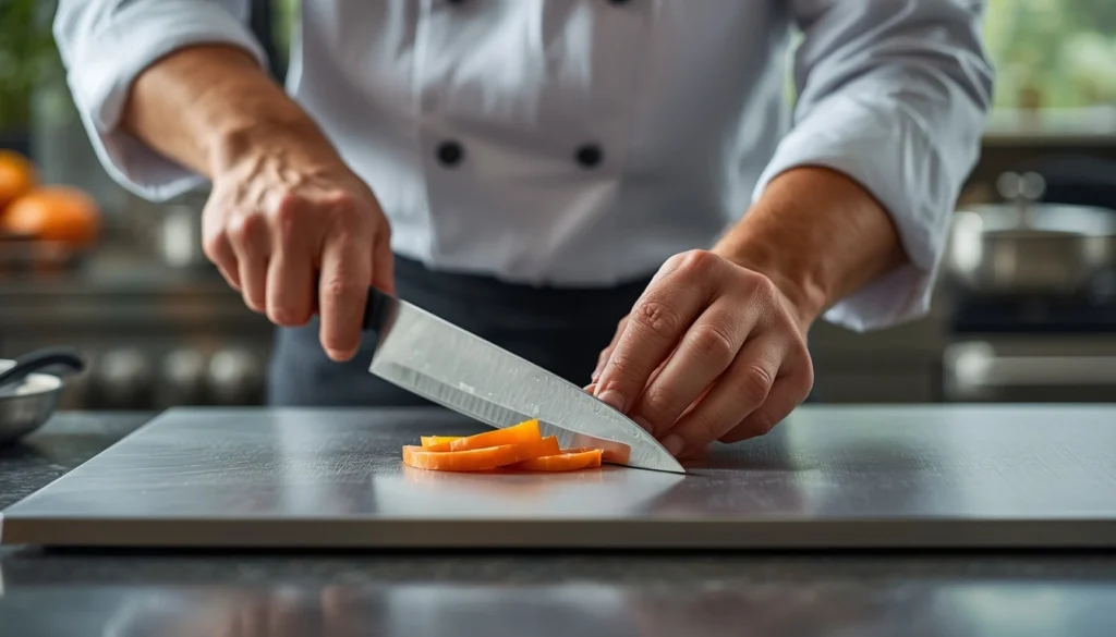 Proper knife technique to reduce scratches on a titanium cutting board