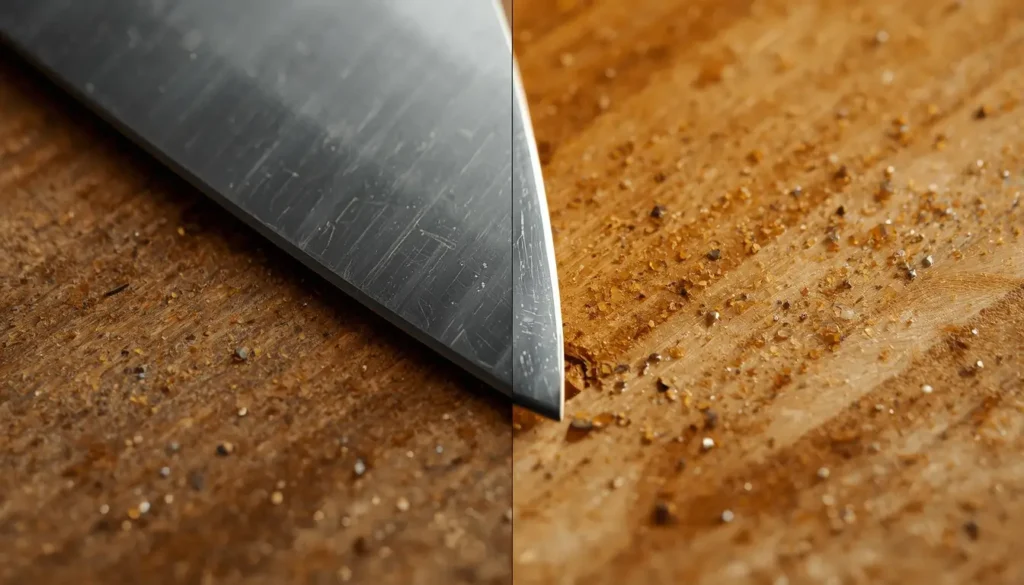 Knife edge damage from titanium cutting board